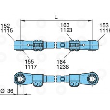 Штанга реактивная регулируемая D36 мм L=515 (485-545 мм)