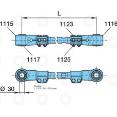 Штанга реактивная регулируемая D30 мм L=705 (680-730 мм)